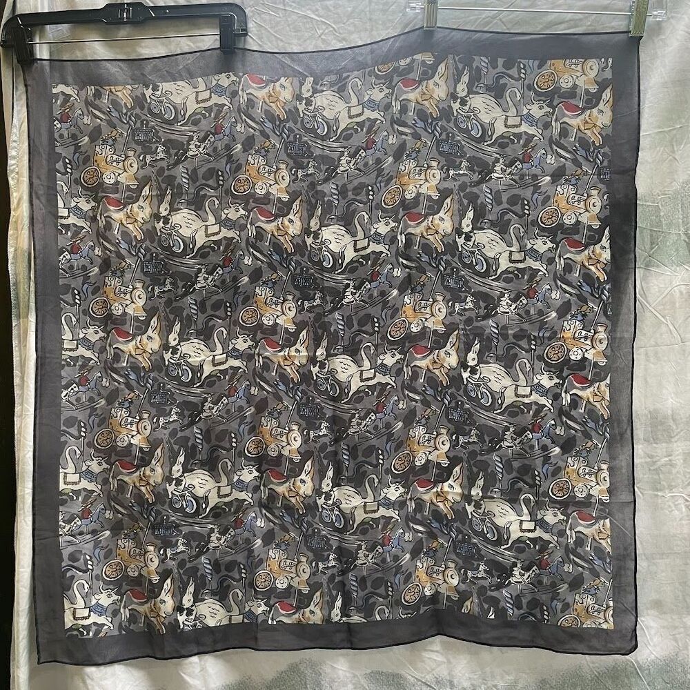 MERRY GO ROUND  Sheer SCARF CAROUSEL Animals  34"x 34"